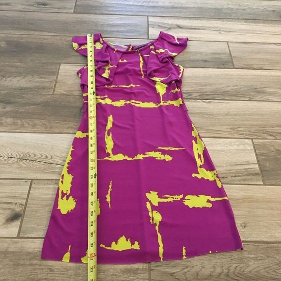 Rampage Tie Dye Pink Dress Ruffle Top Abstract Psychedelic Artsy - Picture 5 of 9